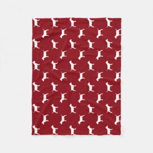 Miniature Bull Terrier Dog Silhouettes Pattern Fleece Blanket