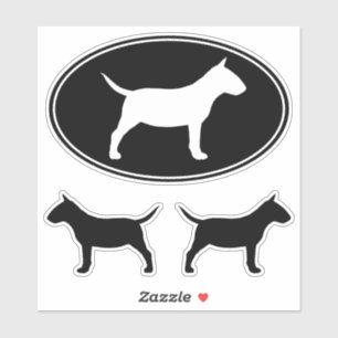 Miniature Bull Terrier Dog Silhouettes Sticker Set
