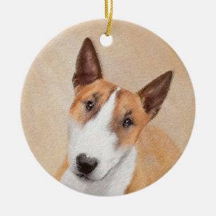 Miniature Bull Terrier Painting - Cute Original Do Ceramic Tree Decoration