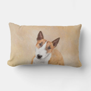 Miniature Bull Terrier Painting - Cute Original Do Lumbar Cushion