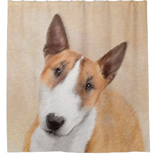 Miniature Bull Terrier Painting - Cute Original Do Shower Curtain