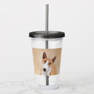 Miniature Bull Terrier Painting - Original Dog Art Acrylic Tumbler