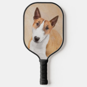 Miniature Bull Terrier Painting - Original Dog Art Pickleball Paddle