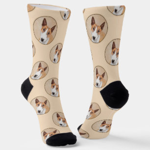Miniature Bull Terrier Painting Original Dog Art Socks