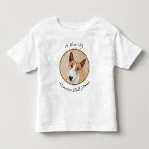 Miniature Bull Terrier Painting - Original Dog Art Toddler T-Shirt