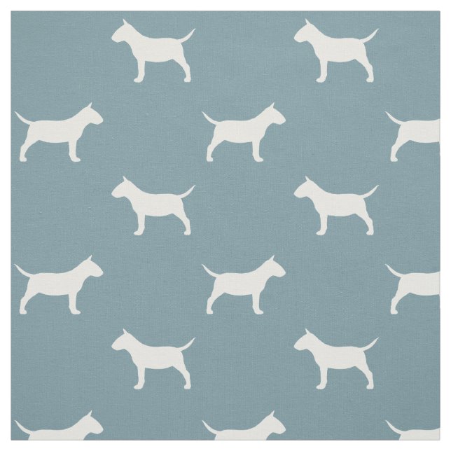 Miniature Bull Terrier Silhouettes MiniBull Dogs Fabric (Swatch)