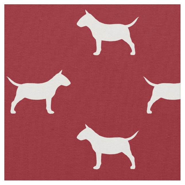 Miniature Bull Terrier Silhouettes MiniBull Dogs Fabric (Close Up)