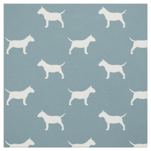 Miniature Bull Terrier Silhouettes Pattern Fabric