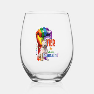 Miniature Bullterrier dog Stemless Wine Glass