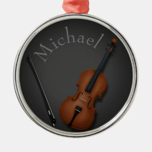 Miniature Cello & Bow Inside Personalised Metal Tree Decoration