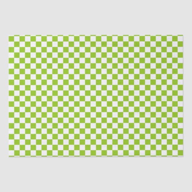 Miniature Check Pattern in Lime Green and White Tissue Paper (Front)