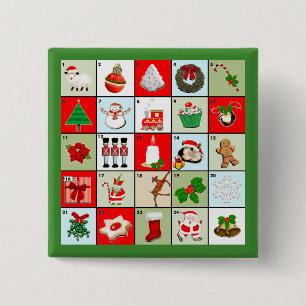 miniature Christmas Advent calendar 15 Cm Square Badge