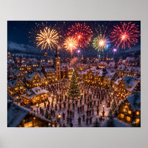 Miniature Christmas Eve Fireworks Poster