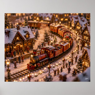 Miniature Christmas Train Delivery Poster