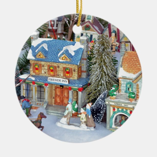 Miniature christmas village ceramic tree decoration (Front)