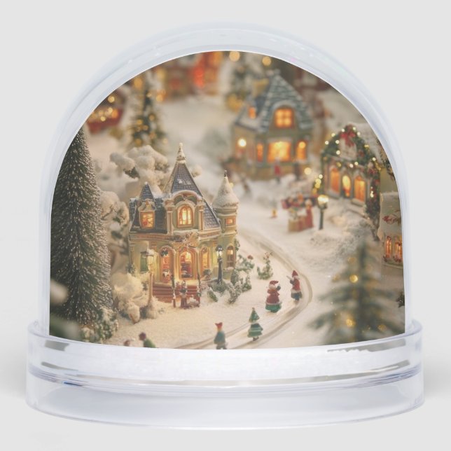 Miniature Christmas Village Snowcovered Winter Snowglobe (Front)
