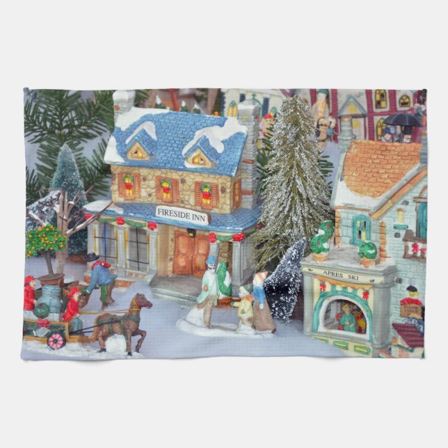 Miniature christmas village tea towel (Horizontal)
