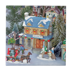 Miniature christmas village tile