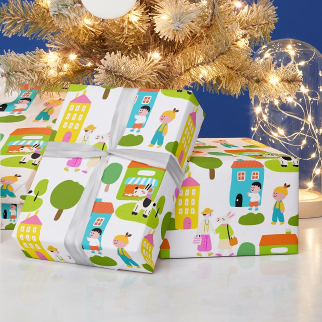 Miniature City Scene Wrapping Paper (Holidays)