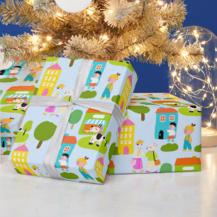 Miniature City Scene Wrapping Paper