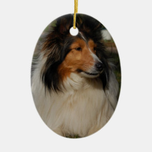 Miniature Collie Ornaemnt Ceramic Tree Decoration