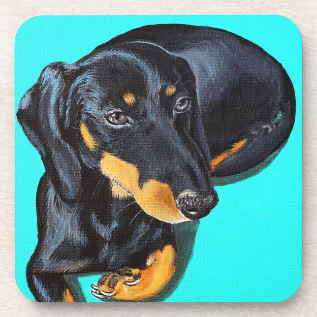 Miniature Dachshund Painting - Floppy Coaster (Front)