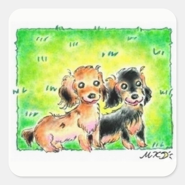 Miniature Dachshund Square Sticker (Front)