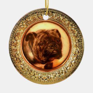 MINIATURE DOG PORTRAITS Bulldog Ceramic Tree Decoration