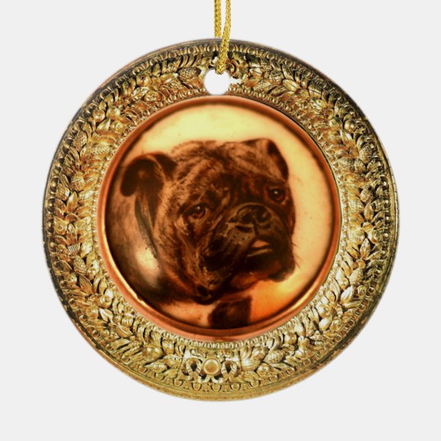 MINIATURE DOG PORTRAITS Bulldog Ceramic Tree Decoration (Front)