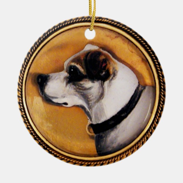 MINIATURE DOG PORTRAITS Fox Terrier Ceramic Tree Decoration (Front)