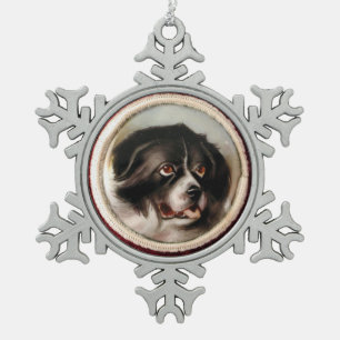 MINIATURE DOG PORTRAITS Newfoundland Snowflake Pewter Christmas Ornament