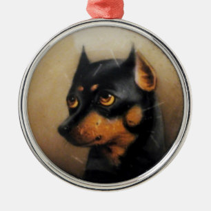 MINIATURE DOG PORTRAITS Pincher Metal Tree Decoration
