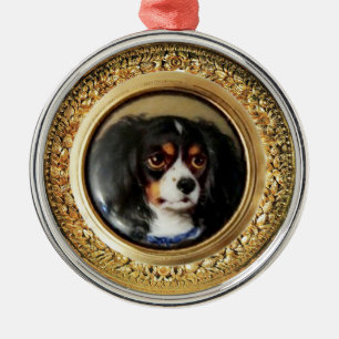 MINIATURE DOG PORTRAITS Tricolor Spaniel Metal Tree Decoration