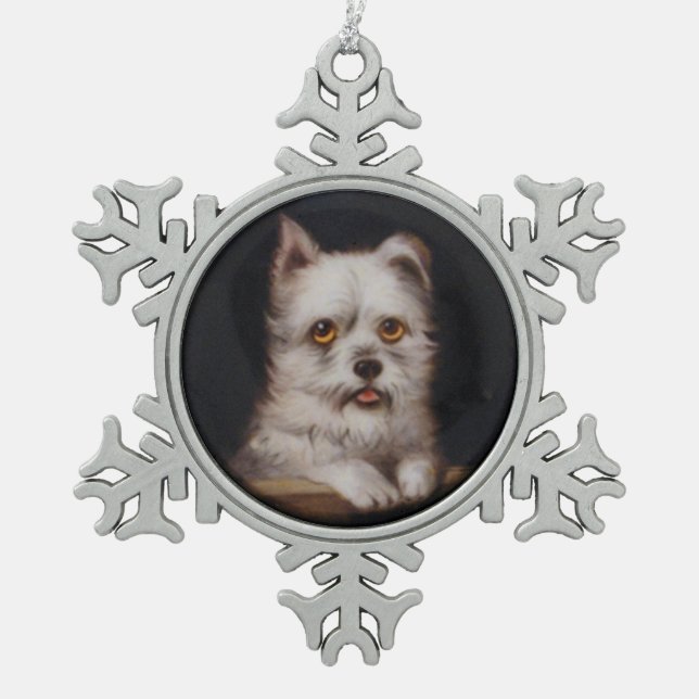 MINIATURE DOG PORTRAITS West Highland Terrier Snowflake Pewter Christmas Ornament (Front)