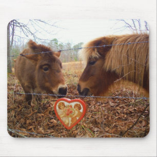 Miniature Donkey & Horse Valentine Heart Mouse Pad