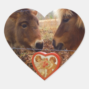 Miniature Donkey & Horse Valentine Heart Sticker