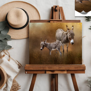 Miniature Donkey with Colt Poster