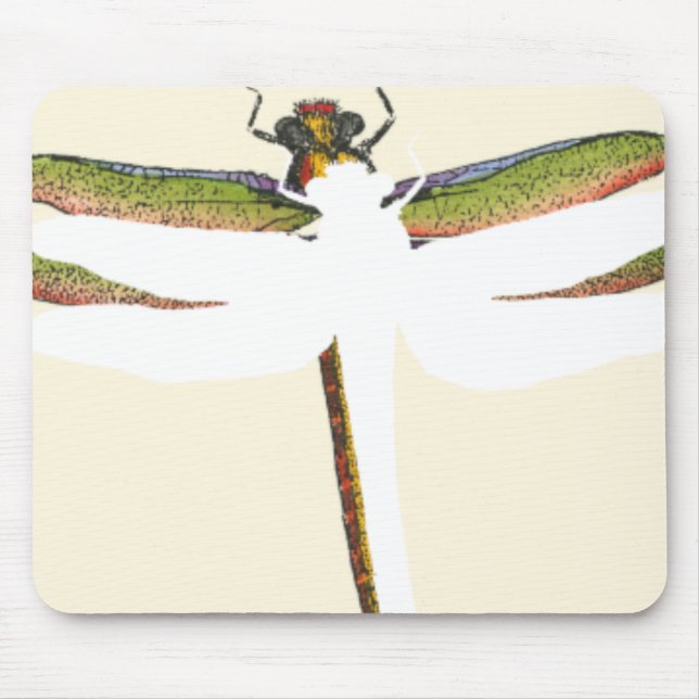 Miniature Dragonfly on White Background Mouse Pad (Front)