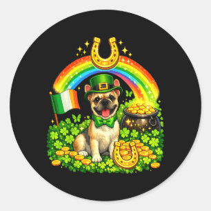 Miniature french bulldog st patricks day rainbow classic round sticker