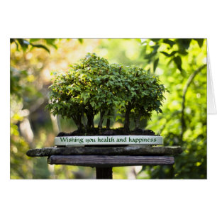 Miniature Green Forest Bonsai Pot Pedestal Leaves
