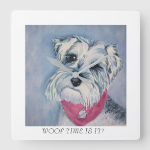 MINIATURE GREY SCHNAUZER SQUARE WALL CLOCK