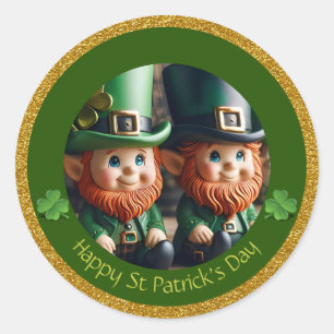 Miniature Leprechaun St Patrick's Day Thanks RS01 Classic Round Sticker