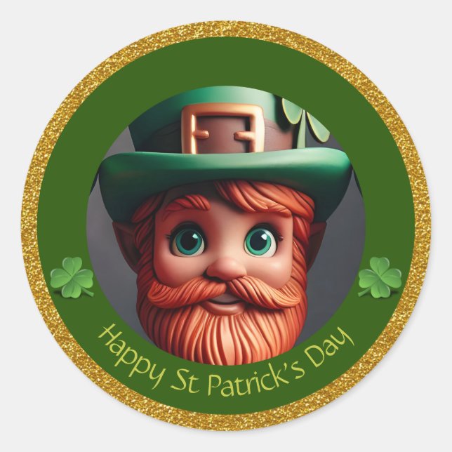 Miniature Leprechaun St Patrick's Day Thanks RS03 Classic Round Sticker (Front)