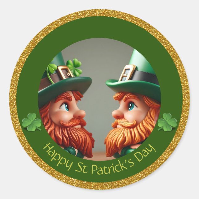 Miniature Leprechaun St Patrick's Day Thanks RS04 Classic Round Sticker (Front)