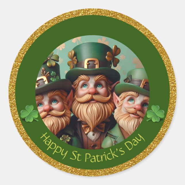 Miniature Leprechaun St Patrick's Day Thanks RS08 Classic Round Sticker (Front)