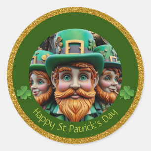 Miniature Leprechaun St Patrick's Day Thanks RS09 Classic Round Sticker