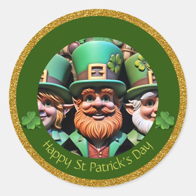 Miniature Leprechaun St Patrick's Day Thanks RS11 Classic Round Sticker (Front)