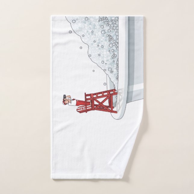 Miniature Lifeguard Watching Over Bubble Bath Hand Towel (Hand Towel)