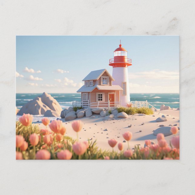 Miniature Lighthouse Maritime Landscape Postcard (Front)