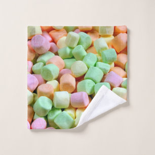 Miniature marshmallows wash cloth